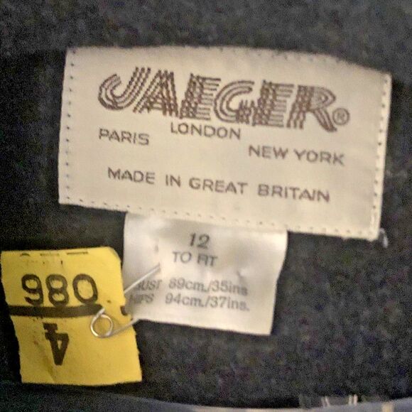 VTG JAEGER London Wool Coat Dress Womens 12 Charcoal Dolman Long Sleeve Pockets - Picture 6 of 16